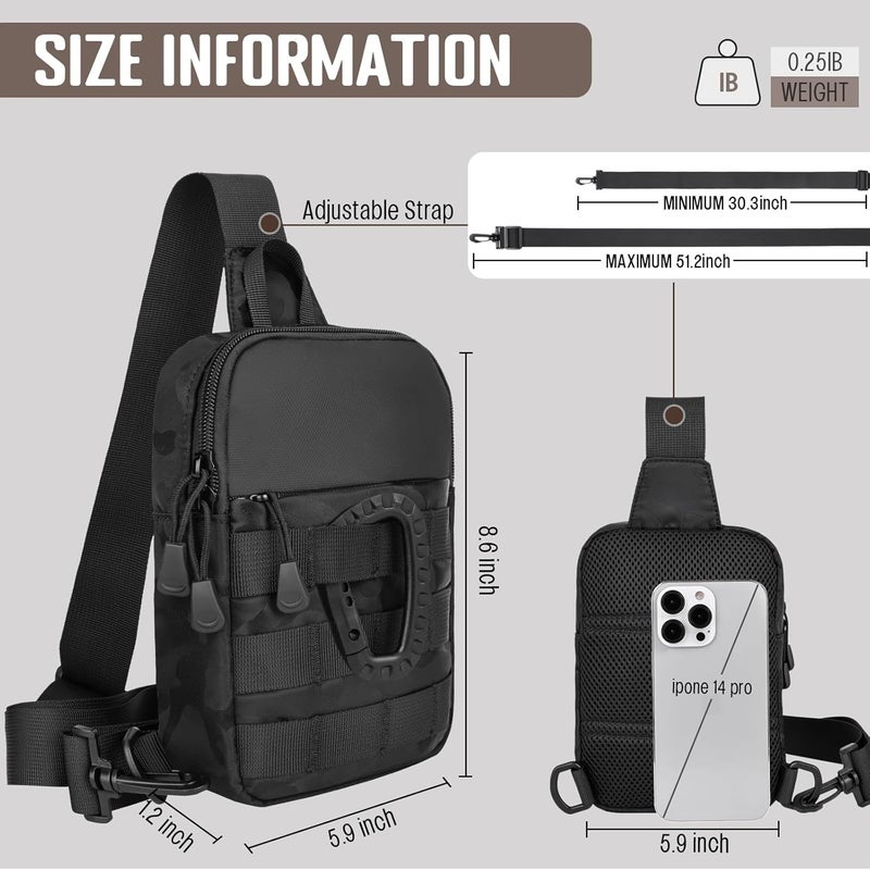 Deyace Small Sling Bag for Men, Tactical Inspired Waterproof Utility EDC Mini Crossbody Chest Bag for Travel Work Sport - Image 3